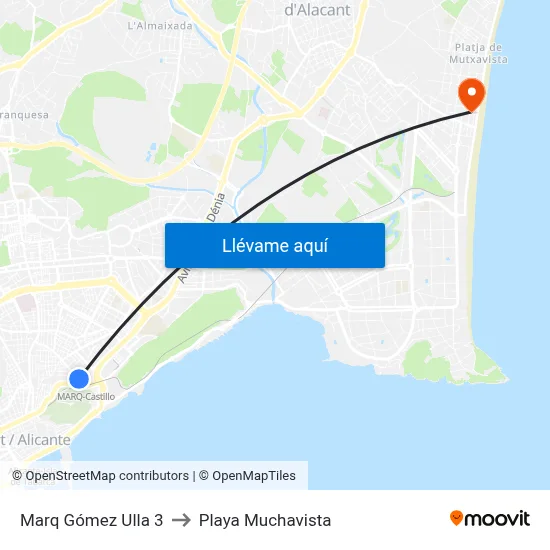 Marq Gómez Ulla 3 to Playa Muchavista map