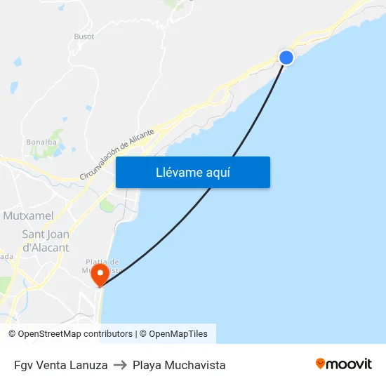 Fgv Venta Lanuza to Playa Muchavista map