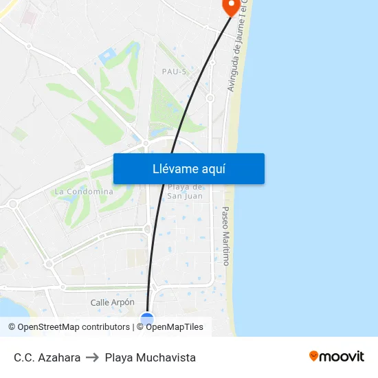 C.C. Azahara to Playa Muchavista map