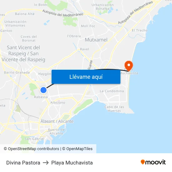 Divina Pastora to Playa Muchavista map