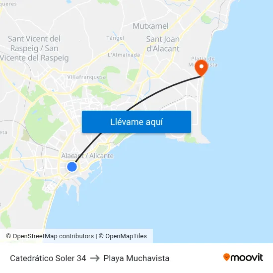 Catedrático Soler 34 to Playa Muchavista map