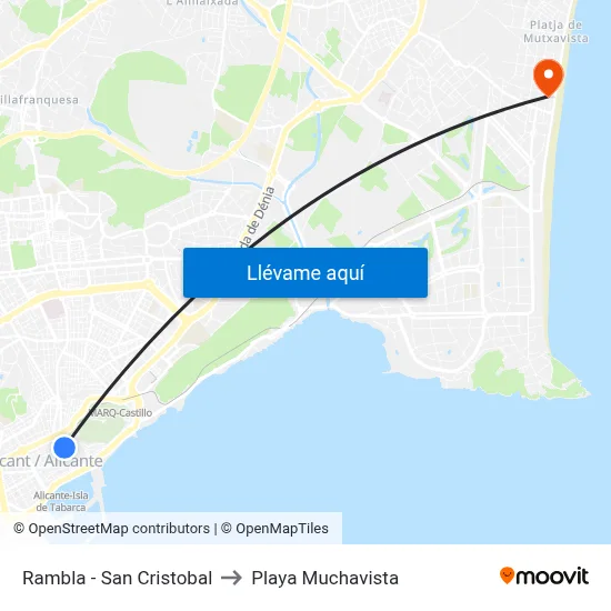 Rambla - San Cristobal to Playa Muchavista map
