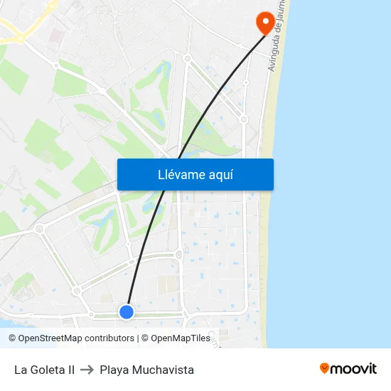 La Goleta II to Playa Muchavista map