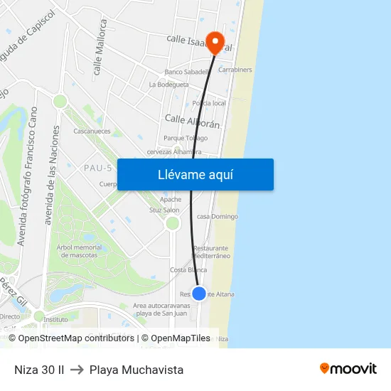 Niza 30 II to Playa Muchavista map