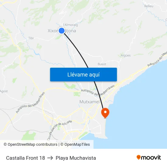 Castalla Front 18 to Playa Muchavista map