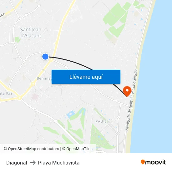 Diagonal to Playa Muchavista map