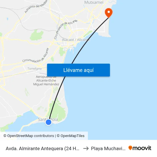 Avda. Almirante Antequera (24 Horas) to Playa Muchavista map