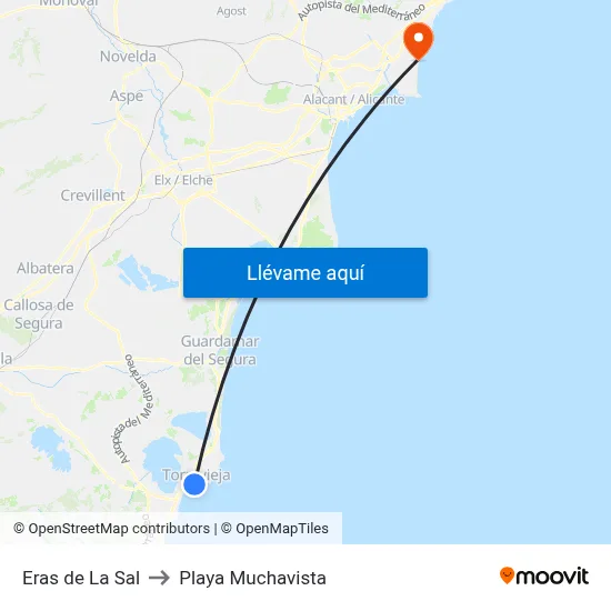 Eras de La Sal to Playa Muchavista map
