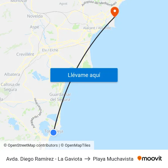Avda. Diego Ramírez - La Gaviota to Playa Muchavista map