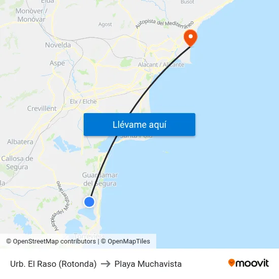 Urb. El Raso (Rotonda) to Playa Muchavista map