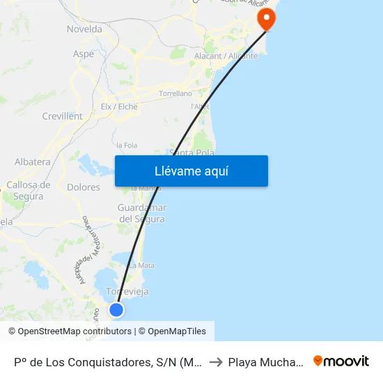 Pº de Los Conquistadores, S/N (Mar Azul) to Playa Muchavista map