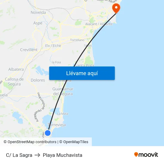 C/ La Sagra to Playa Muchavista map