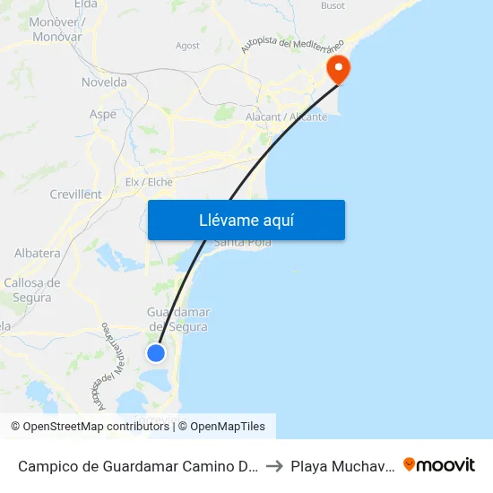 Campico de Guardamar Camino Del Dos to Playa Muchavista map