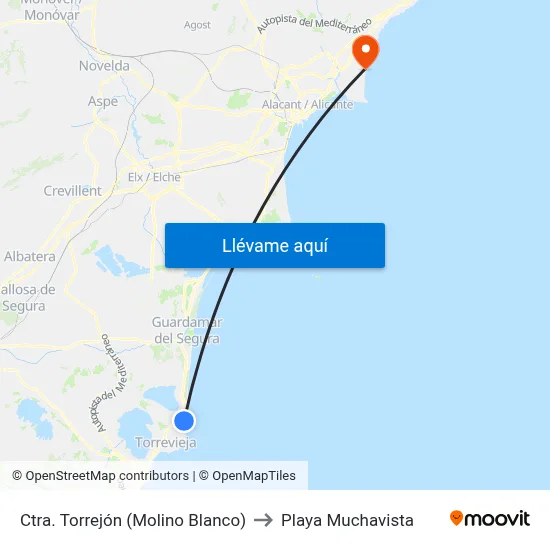 Ctra. Torrejón (Molino Blanco) to Playa Muchavista map