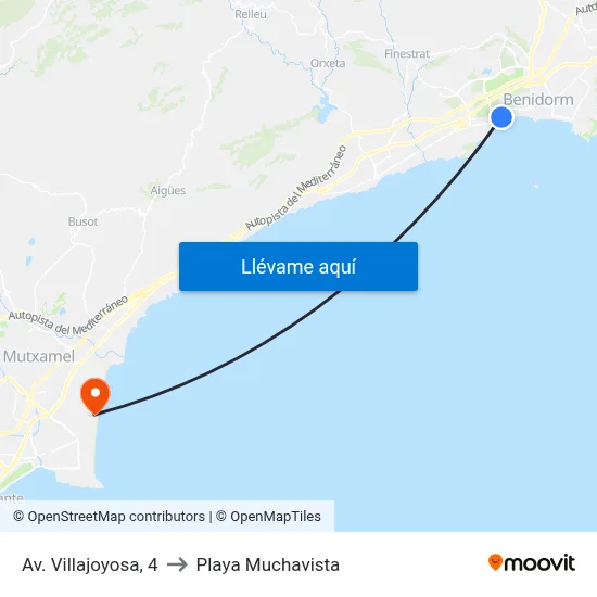Av. Villajoyosa, 4 to Playa Muchavista map