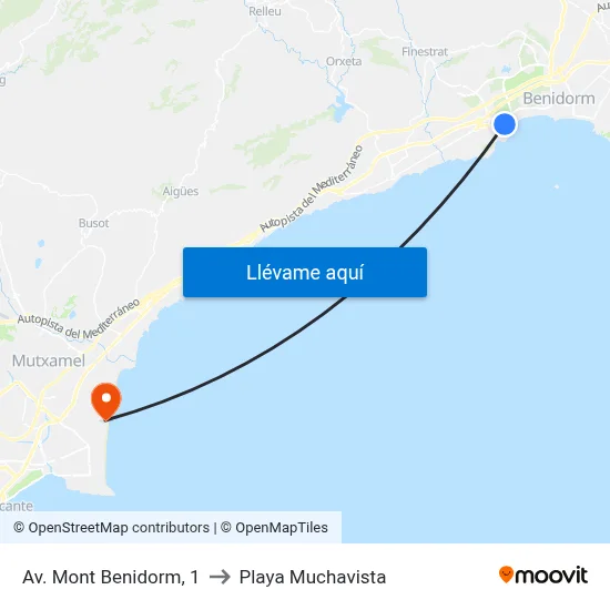 Av. Mont Benidorm, 1 to Playa Muchavista map