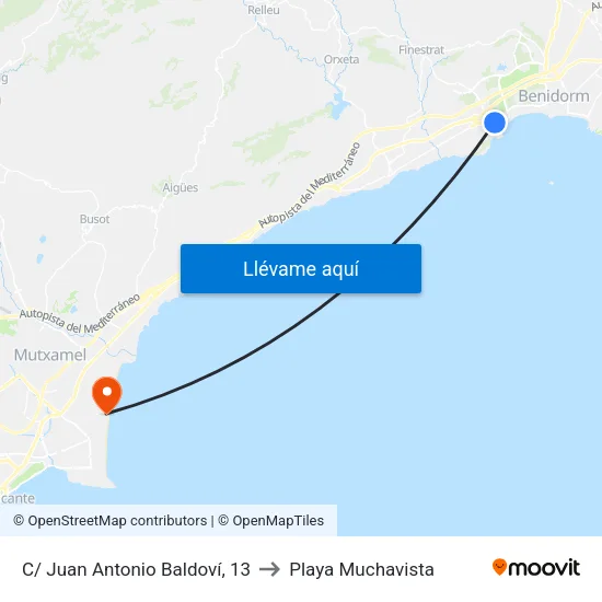 C/ Juan Antonio Baldoví, 13 to Playa Muchavista map