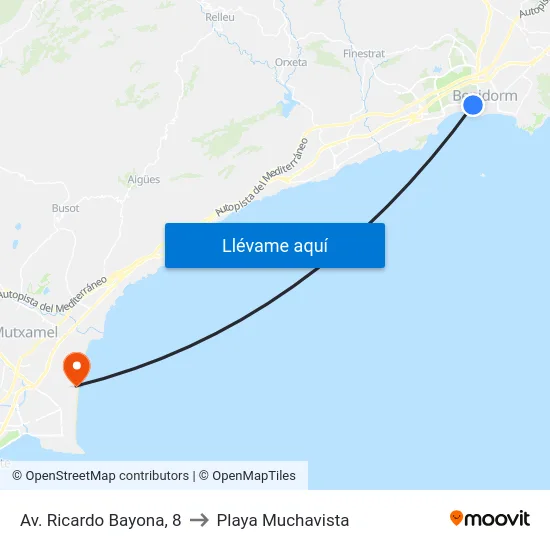 Av. Ricardo Bayona, 8 to Playa Muchavista map