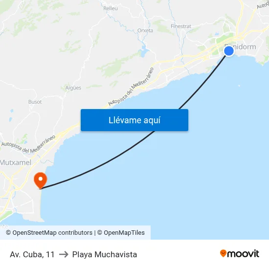 Av. Cuba, 11 to Playa Muchavista map
