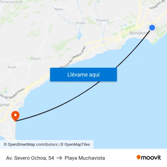 Av. Severo Ochoa, 54 to Playa Muchavista map