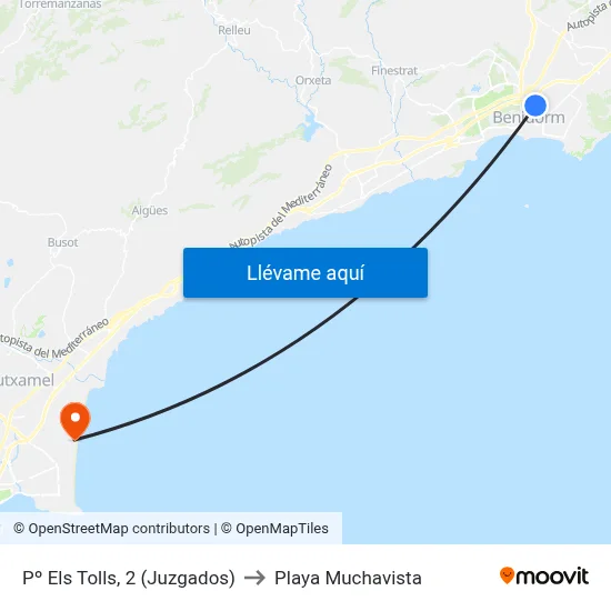 Pº Els Tolls, 2 (Juzgados) to Playa Muchavista map