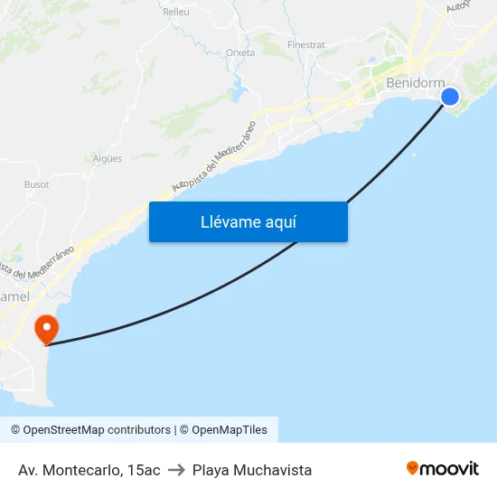 Av. Montecarlo, 15ac to Playa Muchavista map