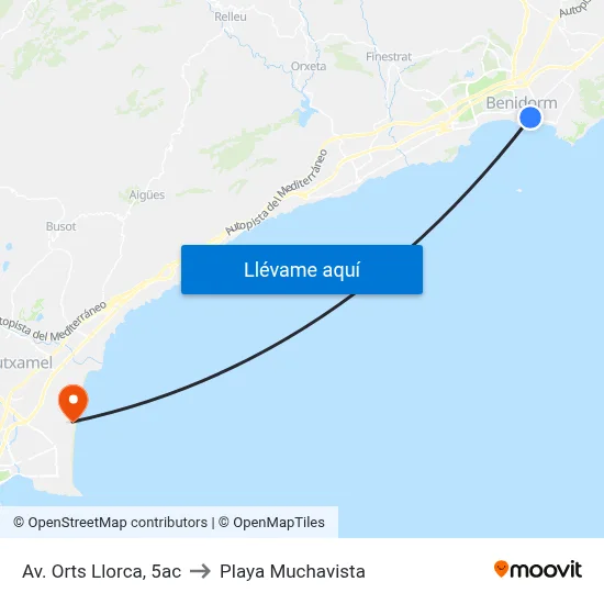 Av. Orts Llorca, 5ac to Playa Muchavista map