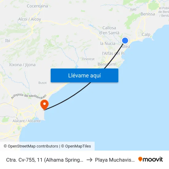 Ctra. Cv-755, 11 (Alhama Springs) to Playa Muchavista map