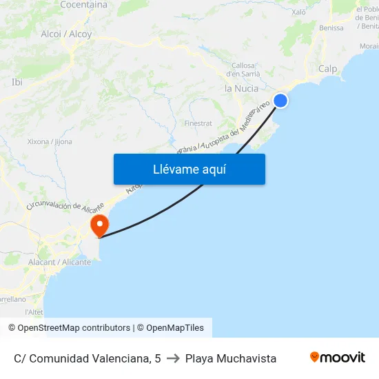 C/ Comunidad Valenciana, 5 to Playa Muchavista map