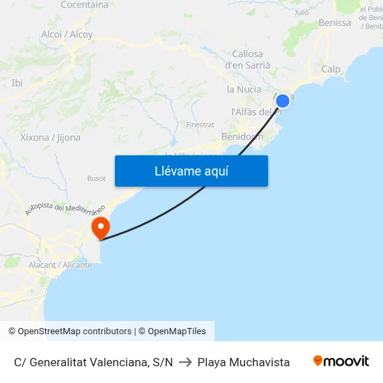 C/ Generalitat Valenciana, S/N to Playa Muchavista map