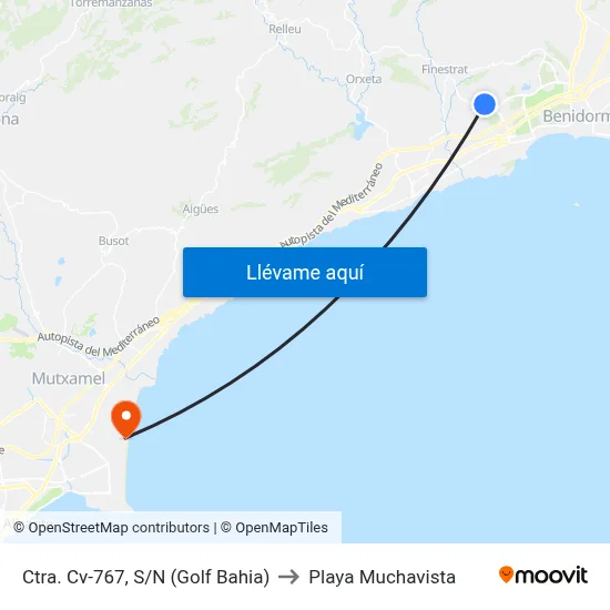 Ctra. Cv-767, S/N (Golf Bahia) to Playa Muchavista map