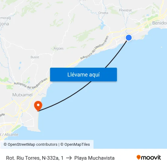 Rot. Riu Torres, N-332a, 1 to Playa Muchavista map