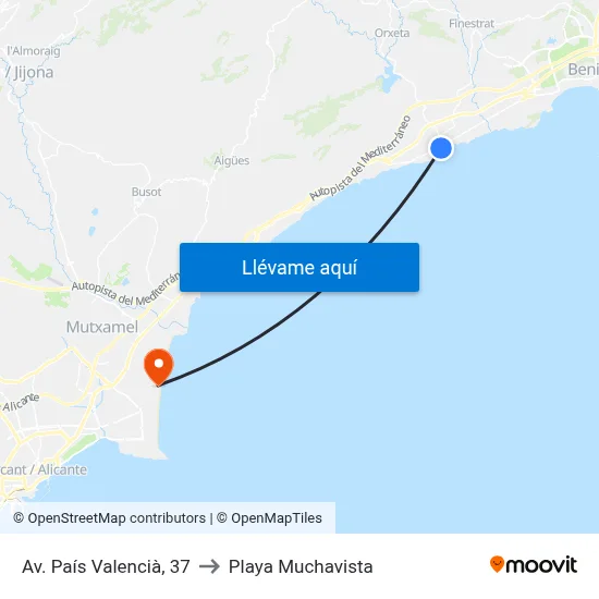 Av. País Valencià, 37 to Playa Muchavista map