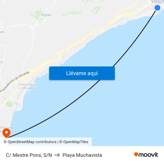 C/ Mestre Pons, S/N to Playa Muchavista map