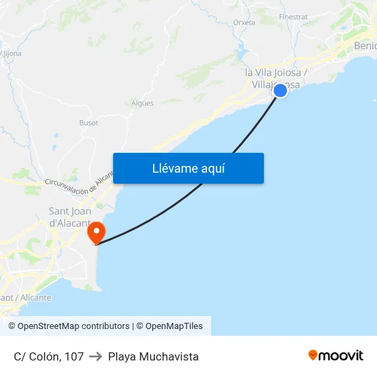 C/ Colón, 107 to Playa Muchavista map