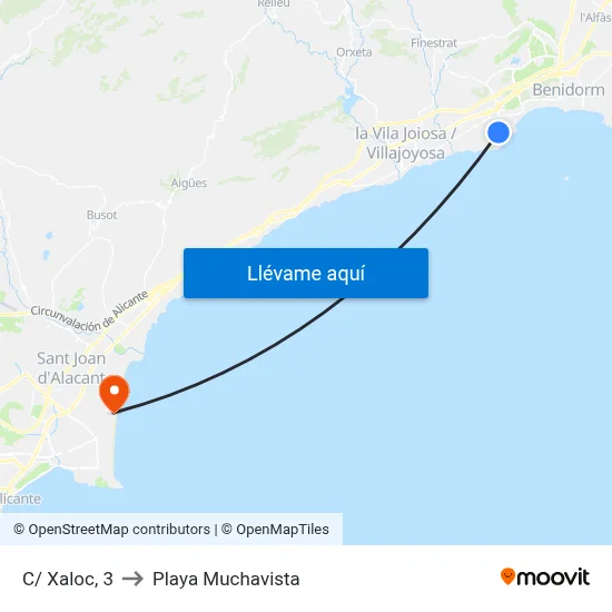 C/ Xaloc, 3 to Playa Muchavista map