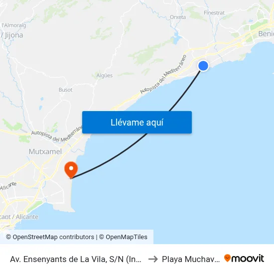 Av. Ensenyants de La Vila, S/N (Instituto) to Playa Muchavista map