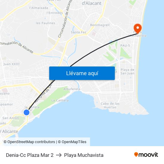 Denia-Cc Plaza Mar 2 to Playa Muchavista map