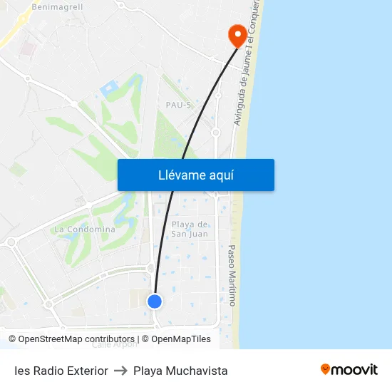 Ies Radio Exterior to Playa Muchavista map
