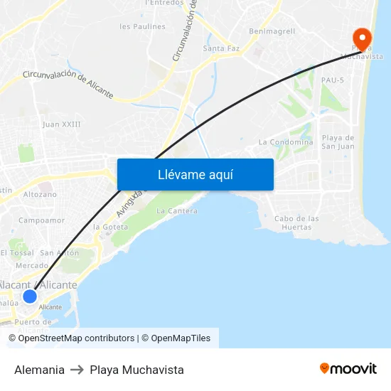 Alemania to Playa Muchavista map