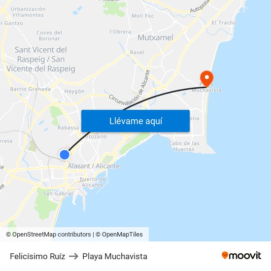 Felicísimo Ruíz to Playa Muchavista map