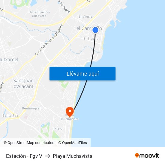 Estación - Fgv V to Playa Muchavista map