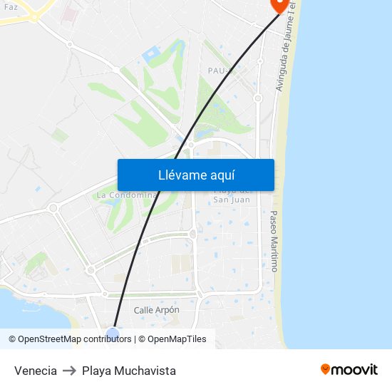 Venecia to Playa Muchavista map