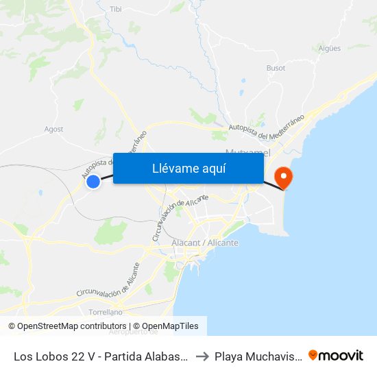 Los Lobos 22 V - Partida Alabastre to Playa Muchavista map