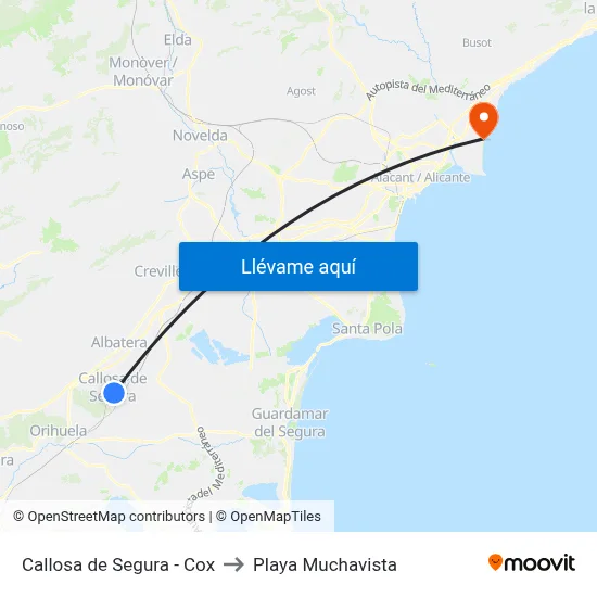 Callosa de Segura - Cox to Playa Muchavista map