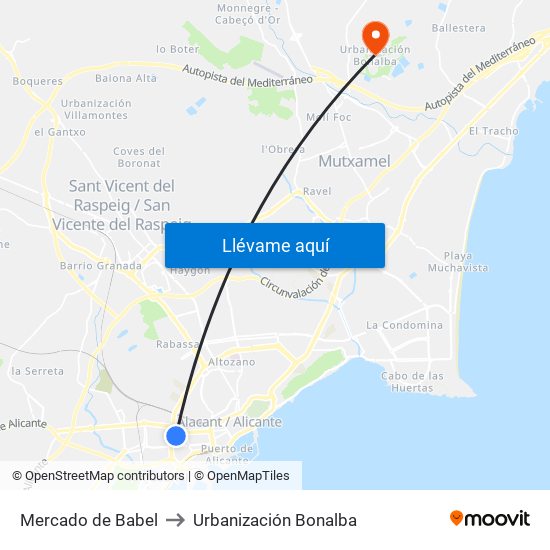 Mercado de Babel to Urbanización Bonalba map