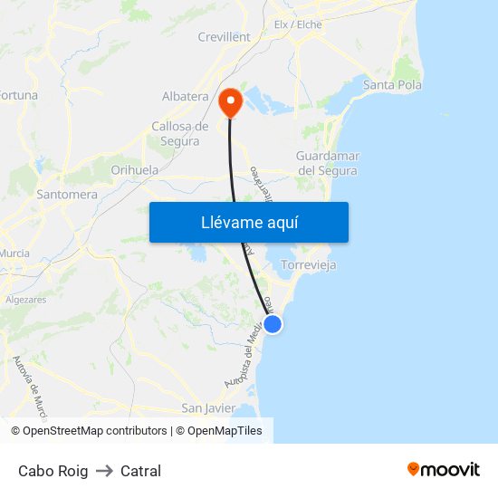 Cabo Roig to Catral map