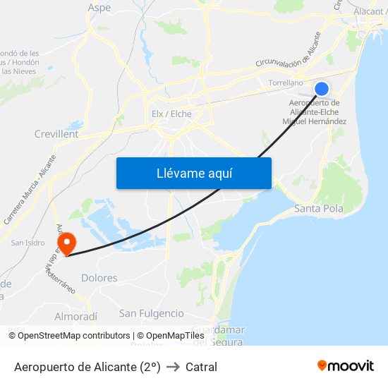 Aeropuerto de Alicante (2º) to Catral map
