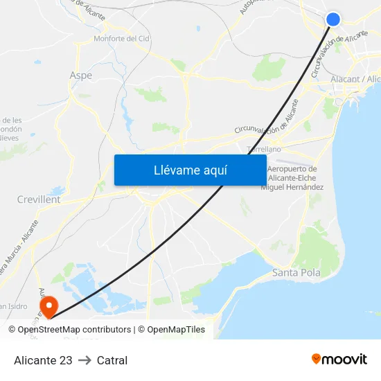 Alicante 23 to Catral map