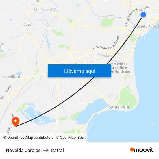 Novelda Jarales to Catral map